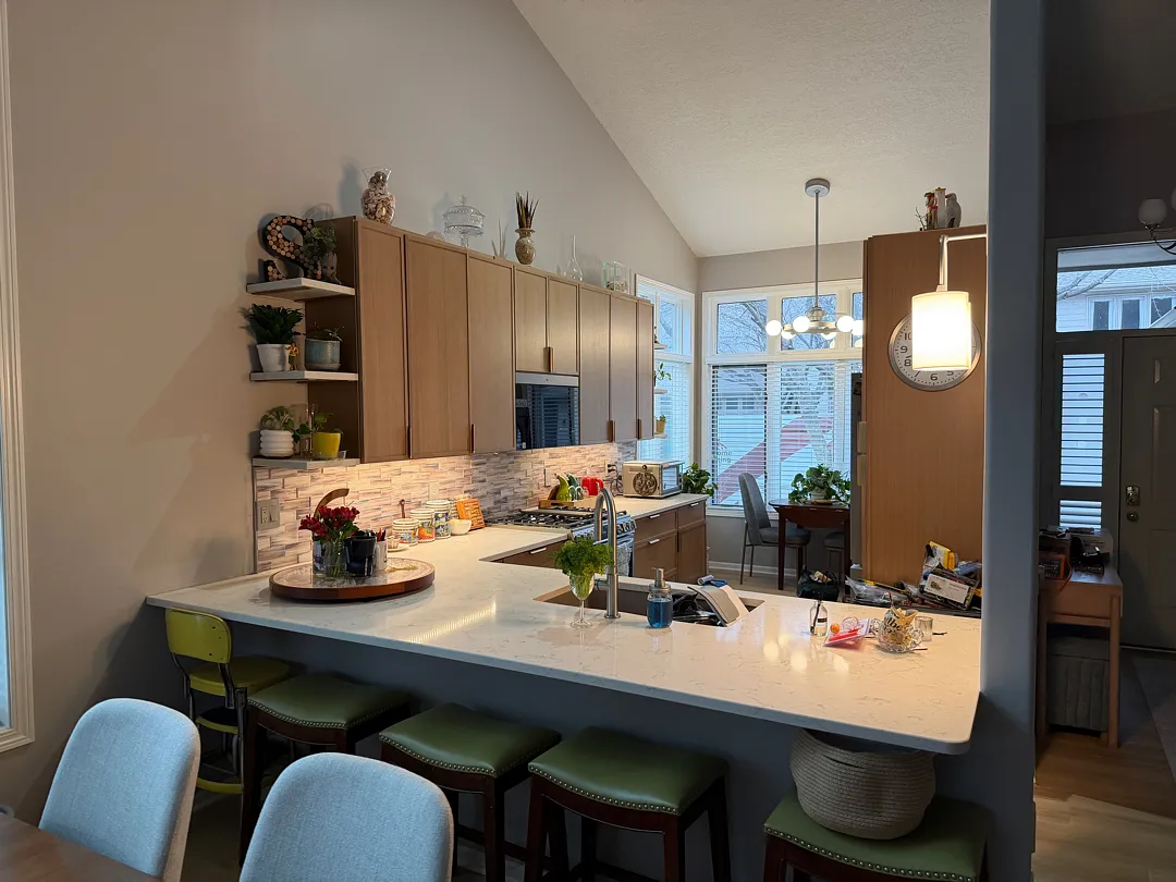 After photo of a kitchen renovation detailing new upper and lower cabinetry in Des Moines.